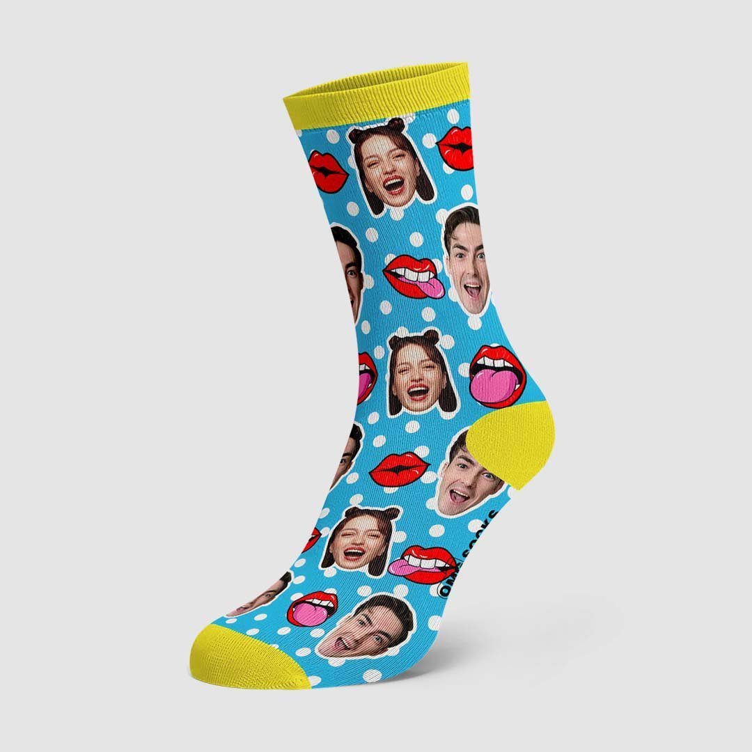 Chaussettes Personnalisées Souris Visage Sur Chaussettes À Pois - MaPhotocaleconFr