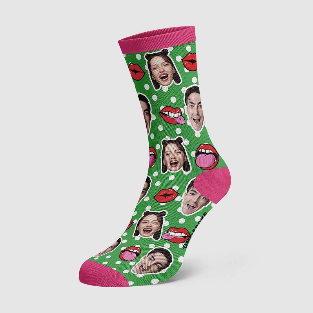 Chaussettes Personnalisées Souris Visage Sur Chaussettes À Pois - MaPhotocaleconFr
