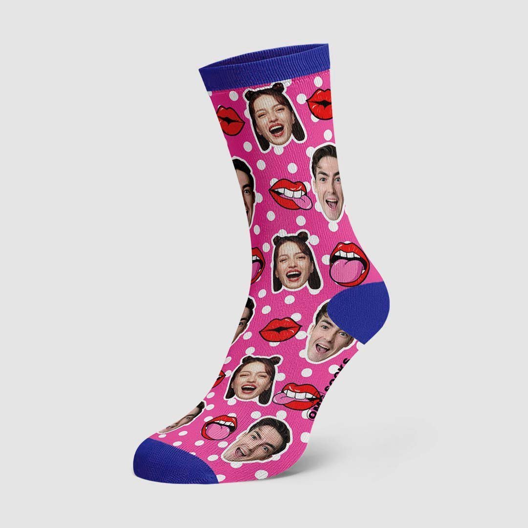 Chaussettes Personnalisées Souris Visage Sur Chaussettes À Pois - MaPhotocaleconFr