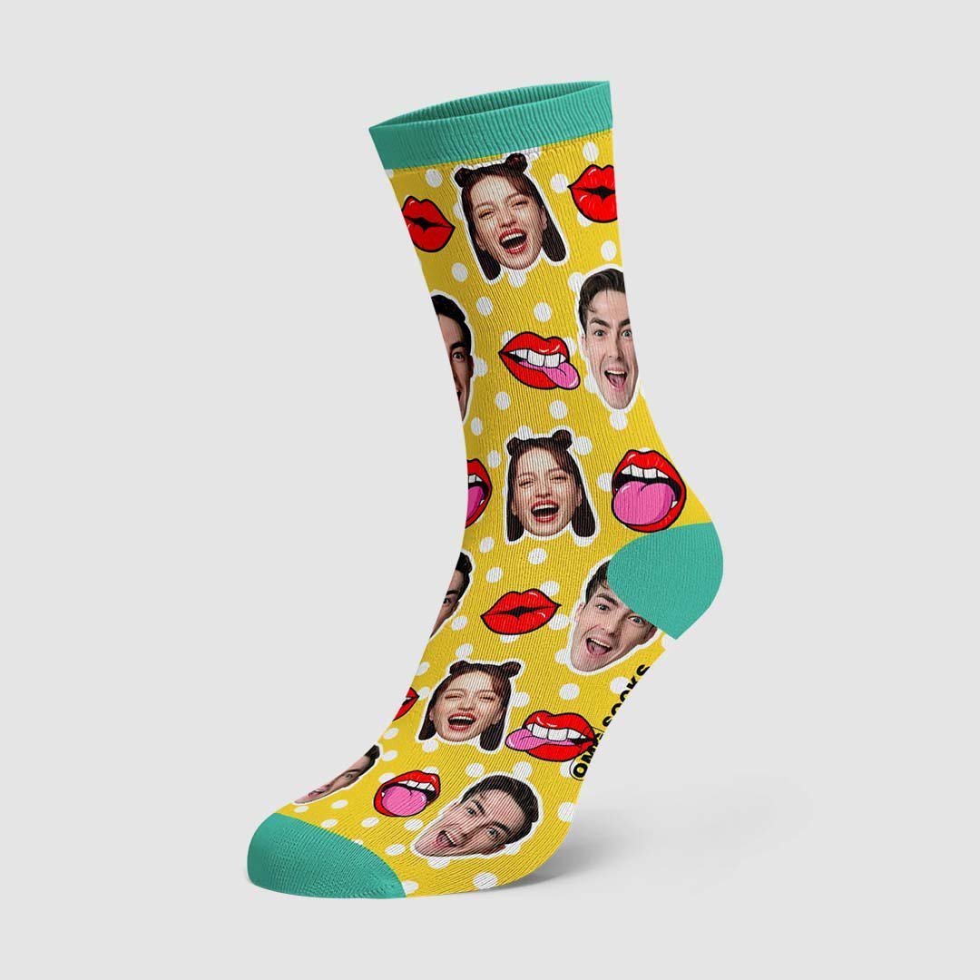 Chaussettes Personnalisées Souris Visage Sur Chaussettes À Pois - MaPhotocaleconFr