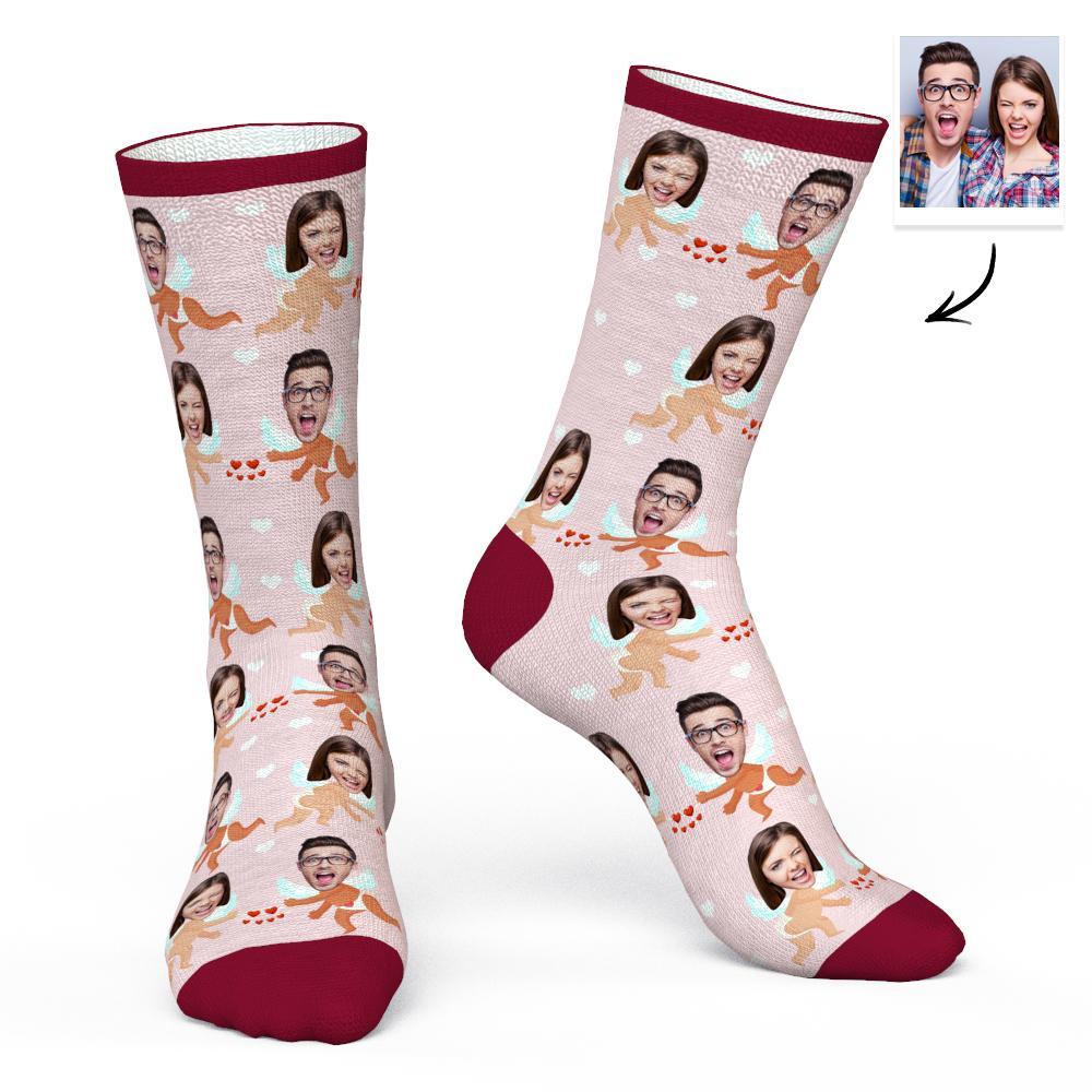Chaussettes Visage Personnalisées Chaussettes Photo Personnalisées Ange Pour Vous - MaPhotocaleconFr