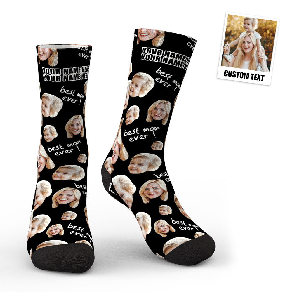 Aperçu 3d Chaussettes Photo Personnalisées Cadeaux Pour Mère, La Meilleure Maman De Tous Les Temps - MaPhotocaleconFr