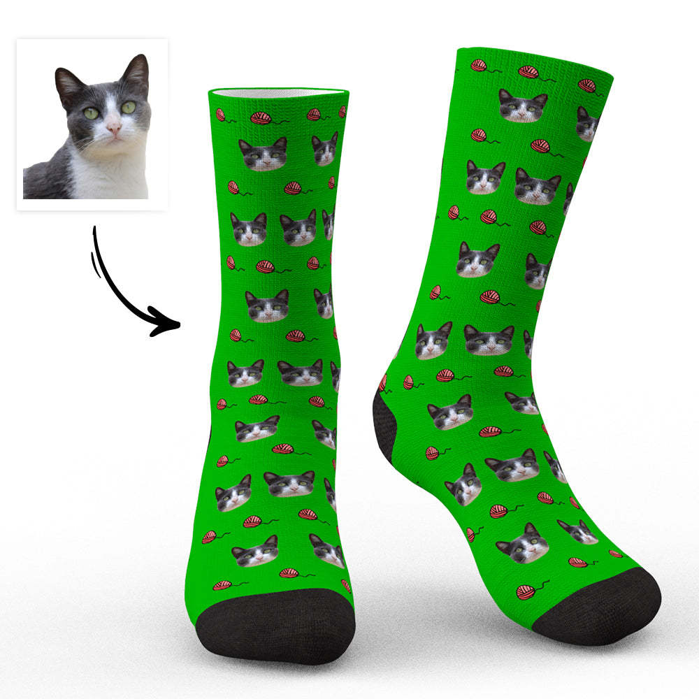 Chaussettes Personnalisées Avec Photo De Chat Uniques Pour Les Amoureux Des Animaux De Compagnie - Chats - MaPhotocaleconFr