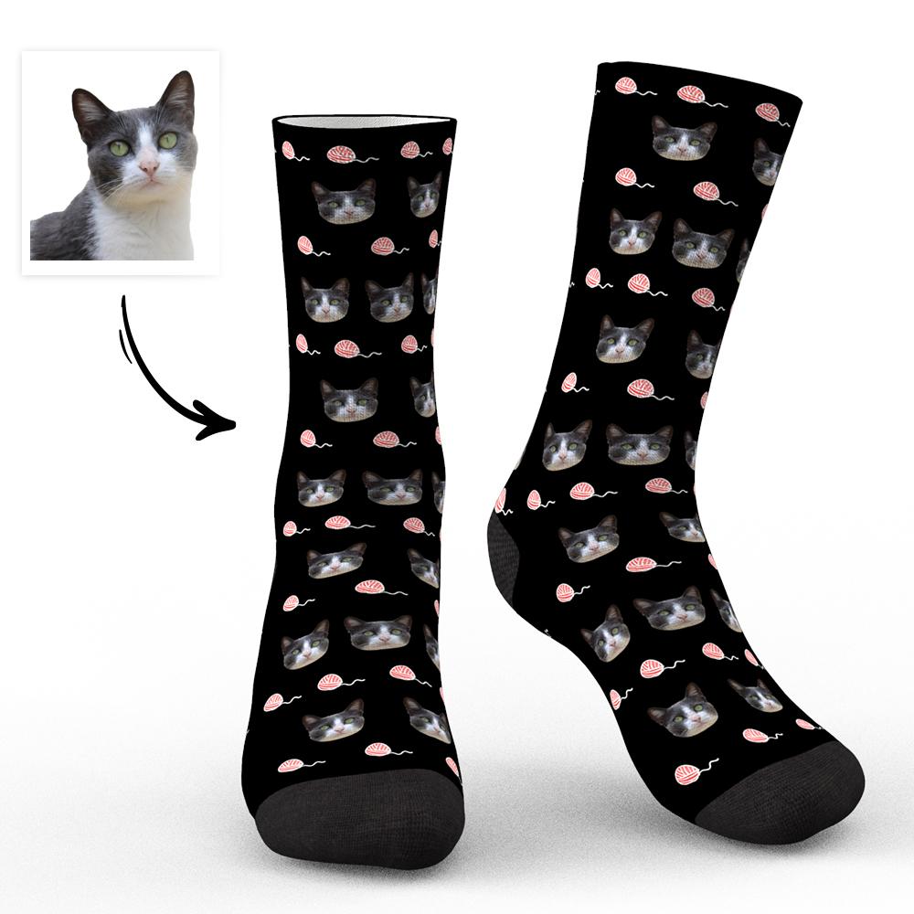 Chaussettes Personnalisées Avec Photo De Chat Unique, Cadeaux Amusants Pour Les Amoureux Des Animaux De Compagnie – Chats - MaPhotocaleconFr
