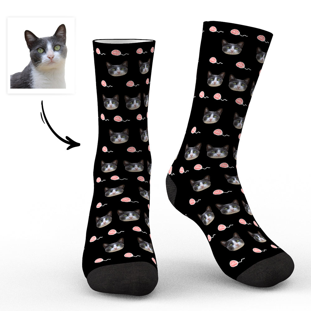 Chaussettes Personnalisées Avec Photo De Chat Uniques Pour Les Amoureux Des Animaux De Compagnie - Chats - MaPhotocaleconFr