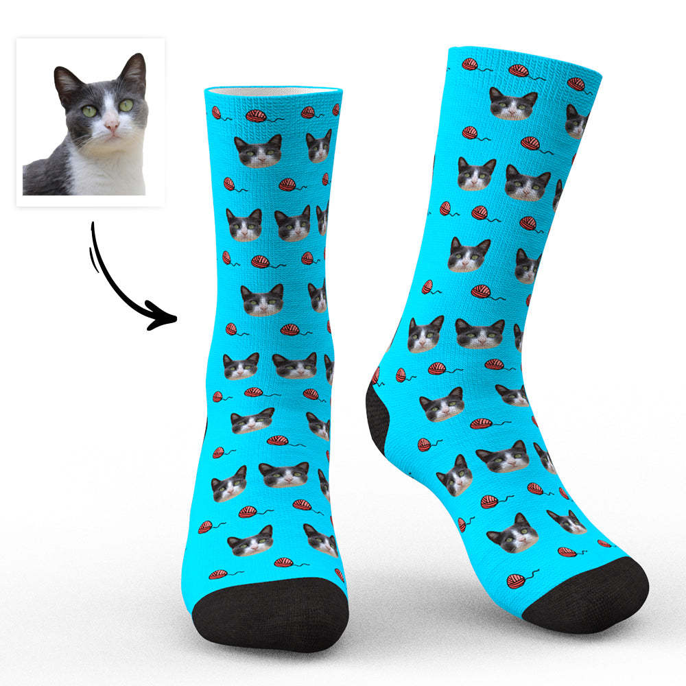 Chaussettes Personnalisées Avec Photo De Chat Uniques Pour Les Amoureux Des Animaux De Compagnie - Chats - MaPhotocaleconFr