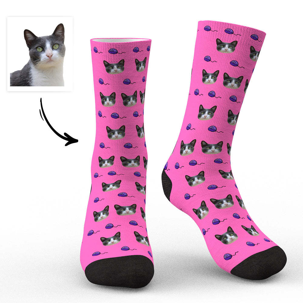 Chaussettes Personnalisées Avec Photo De Chat Uniques Pour Les Amoureux Des Animaux De Compagnie - Chats - MaPhotocaleconFr