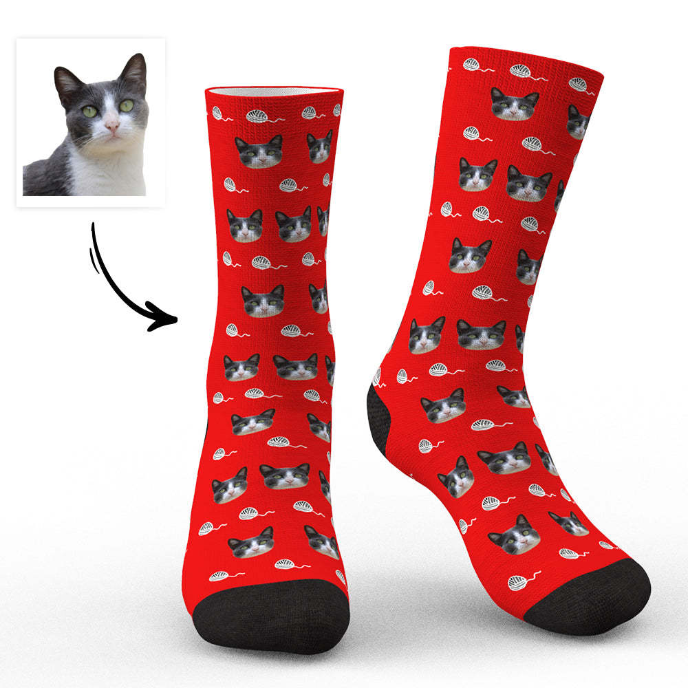 Chaussettes Personnalisées Avec Photo De Chat Uniques Pour Les Amoureux Des Animaux De Compagnie - Chats - MaPhotocaleconFr
