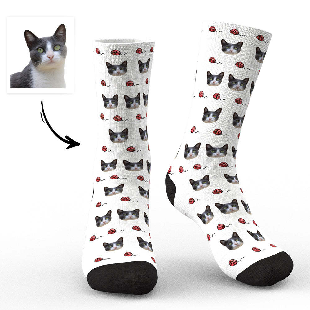 Chaussettes Personnalisées Avec Photo De Chat Uniques Pour Les Amoureux Des Animaux De Compagnie - Chats - MaPhotocaleconFr