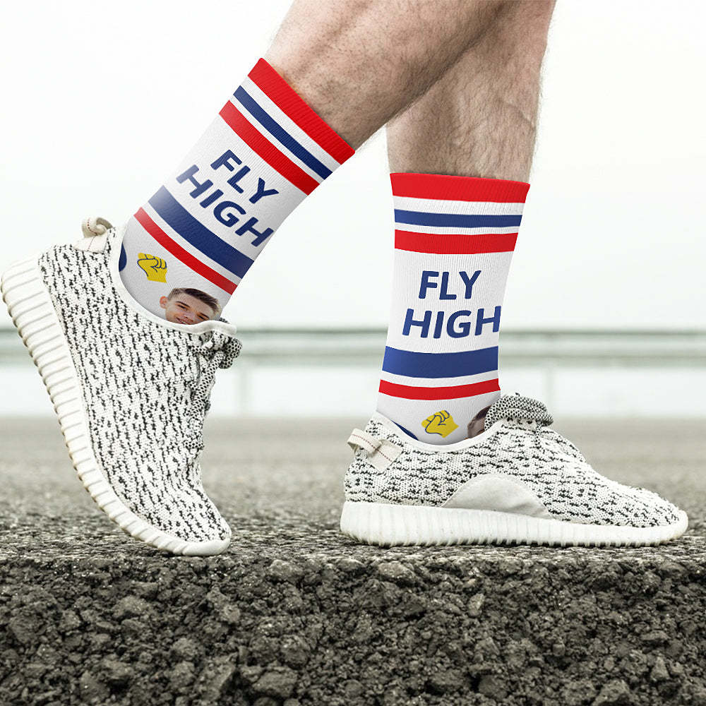 Chaussettes Personnalisées En Langue Des Signes Avec Photo Chaussettes Asl-fly High - MaPhotocaleconFr