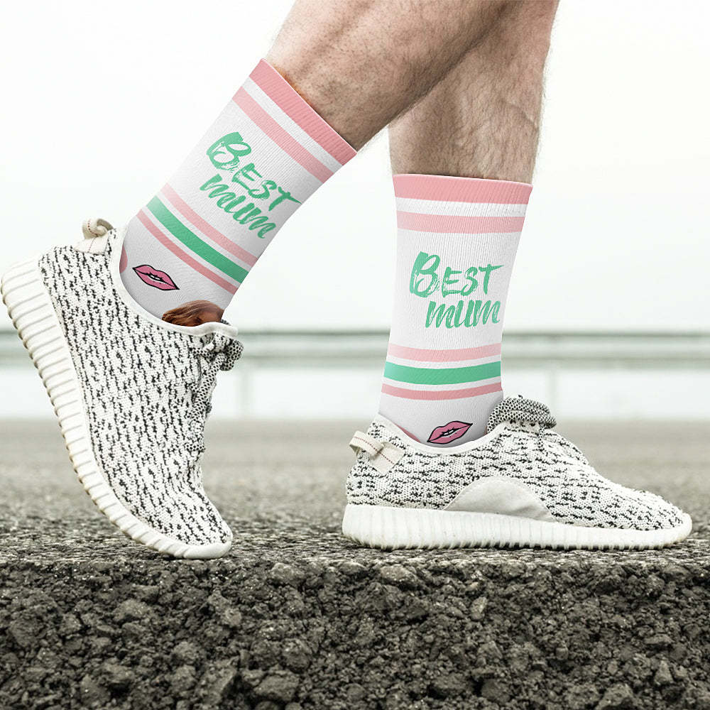 Chaussettes Personnalisées En Langue Des Signes Avec Photo Chaussettes Asl-meilleure Maman - MaPhotocaleconFr