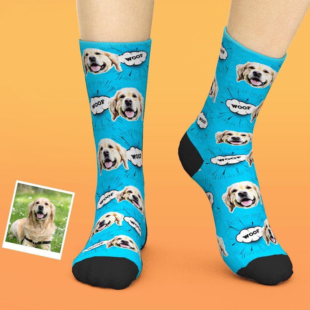 Chaussettes Personnalisées Chaussettes Personnalisées Pour Le Visage Ajouter Des Images Et Un Nom - Chien De Style Bande Dessinée - MaPhotocaleconFr