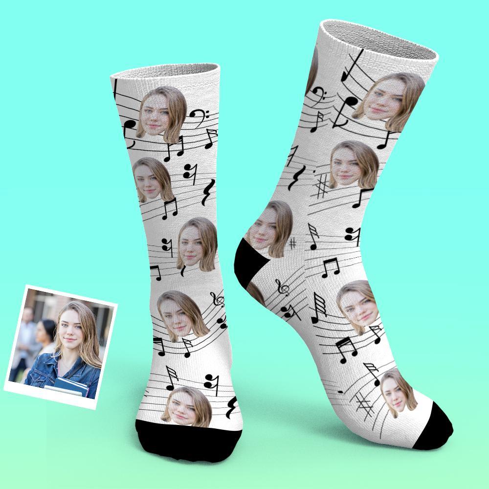Chaussettes Personnalisées Chaussettes Photo Personnalisées Notes De Musique Chaussettes Bizarres Mignonnes - MaPhotocaleconFr