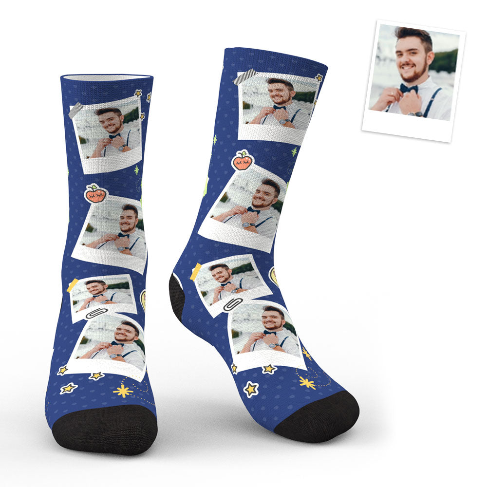 Aperçu 3d Personnalisé Sticky Note Mark Photo Personnalisée Chaussettes - MaPhotocaleconFr