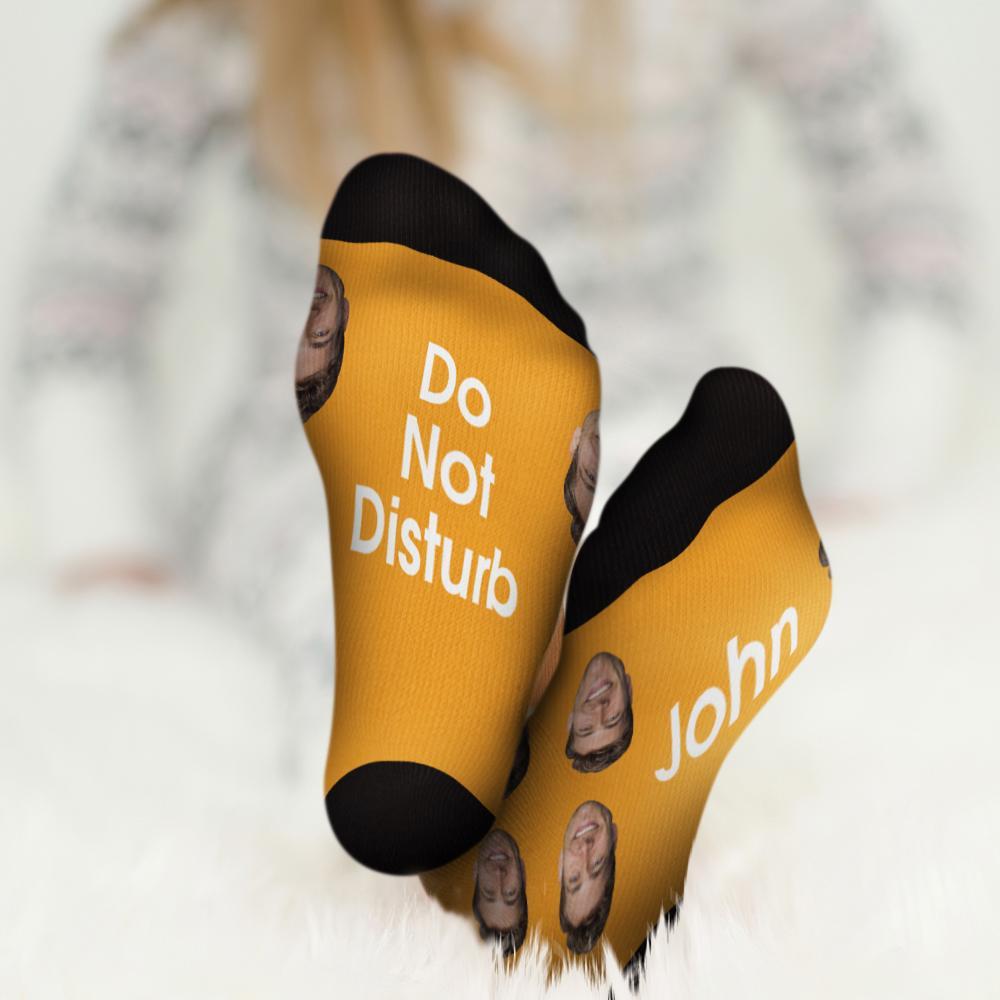 Chaussettes Personnalisées Pour Le Visage, Ajoutez Des Photos Et Nommez Le Cadeau De La Fête Des Pères - Ne Pas Déranger John - MaPhotocaleconFr