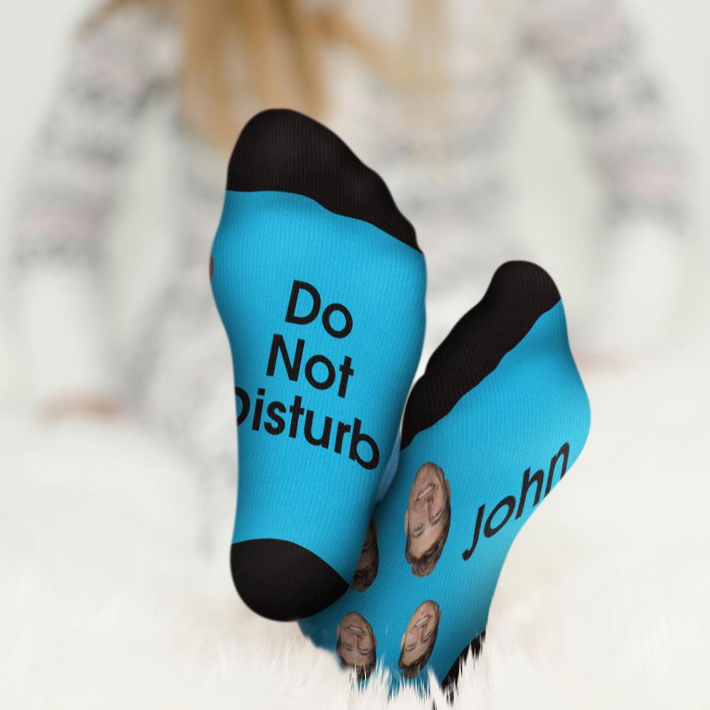 Chaussettes Personnalisées Pour Le Visage, Ajoutez Des Photos Et Nommez Le Cadeau De La Fête Des Pères - Ne Pas Déranger John - MaPhotocaleconFr