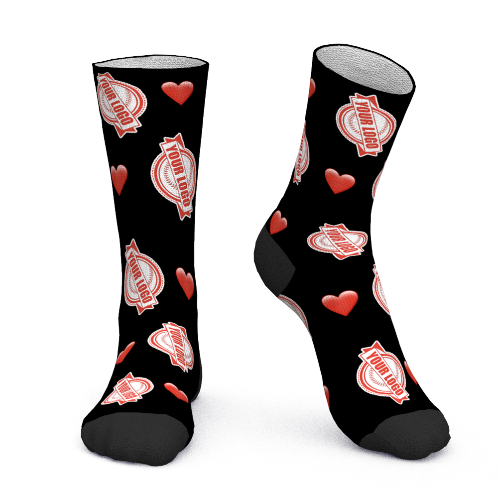 Chaussettes Avec Logo Personnalisé Ajouter Un Logo Et Un Nom Cadeaux D'entreprise Personnalisés - Coeur - MaPhotocaleconFr