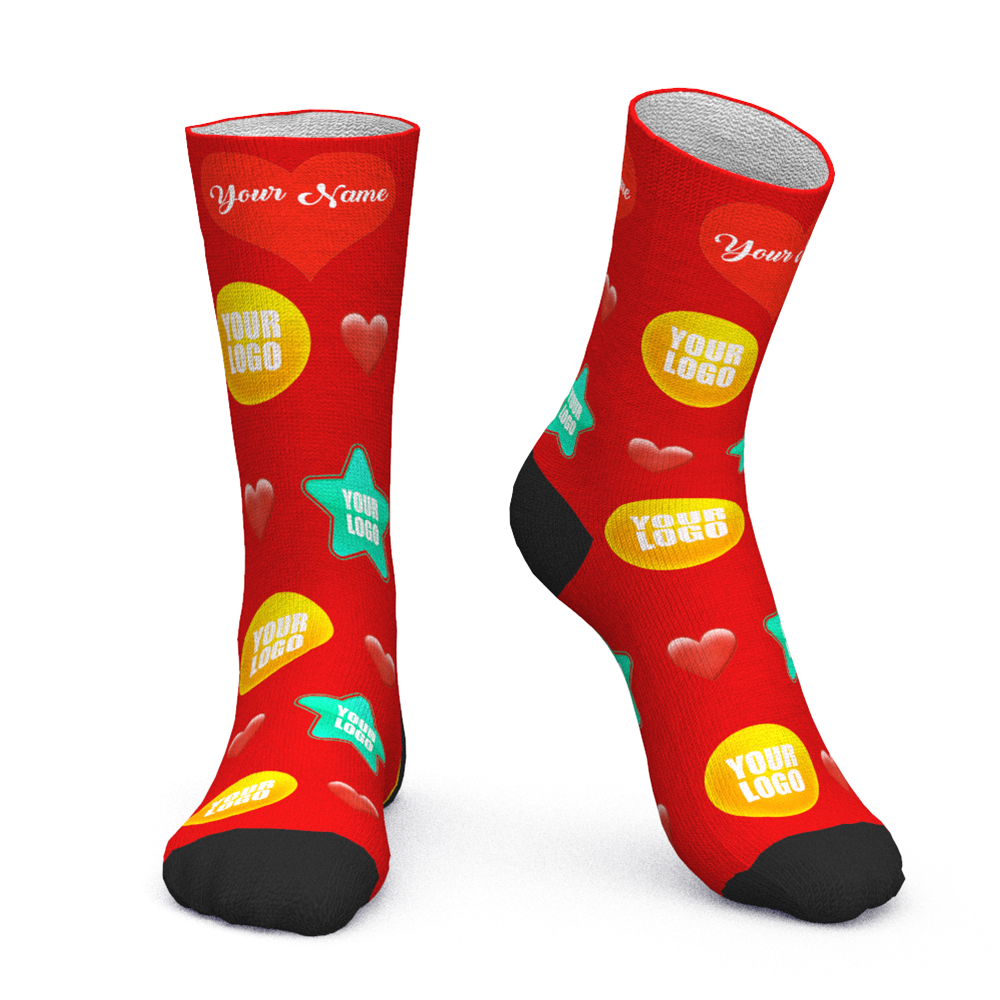 Chaussettes Avec Logo Personnalisé Ajouter Un Logo Et Un Nom Cadeaux D'entreprise Personnalisés - Coeur - MaPhotocaleconFr