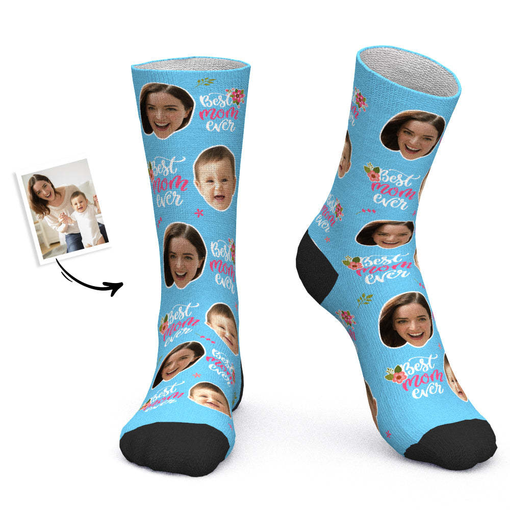 Cadeau Fête Des Mères - Chaussettes Personnalisées Chaussettes Photo Personnalisées Meilleure Maman De Tous Les Temps - MaPhotocaleconFr