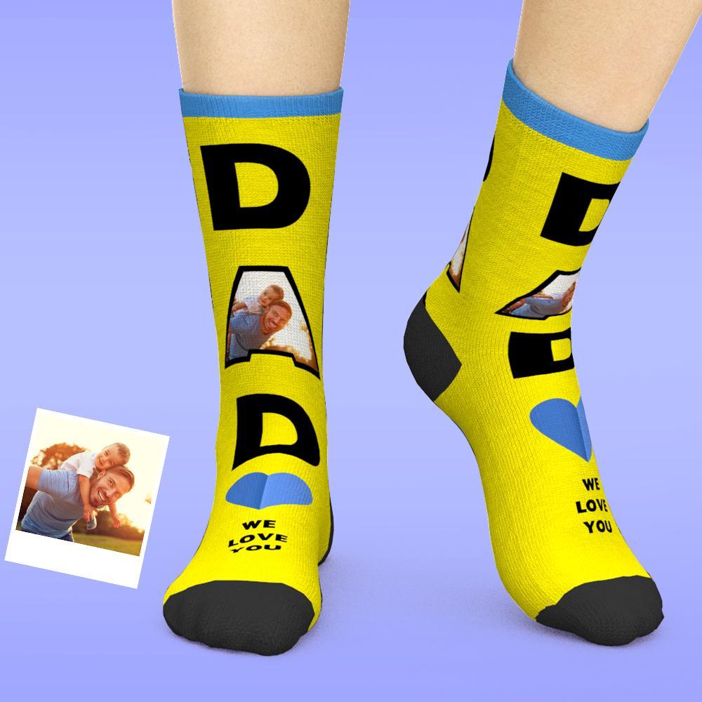 Chaussettes Visage Personnalisées Papa, Nous T'aimons Cadeaux Pour Papa - MaPhotocaleconFr