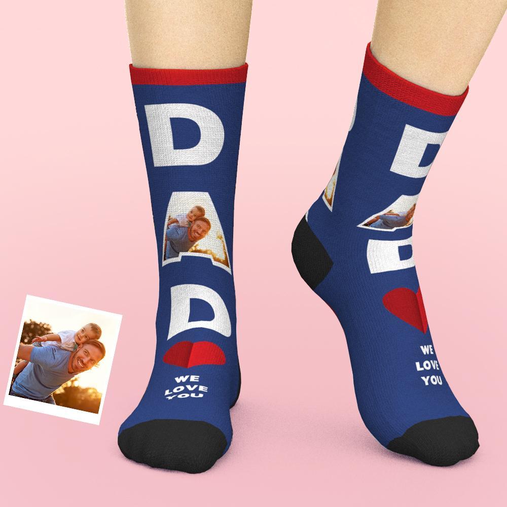 Chaussettes Visage Personnalisées Papa, Nous T'aimons Cadeaux Pour Papa - MaPhotocaleconFr