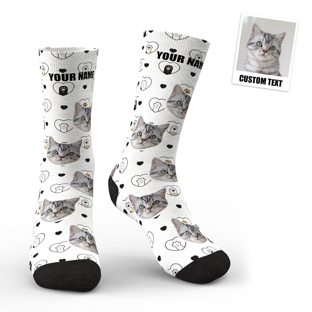 Aperçu 3d Chaussettes Personnalisées Pour Animaux De Compagnie Cadeau Pour Amoureux Des Chats Et Propriétaires De Chats - MaPhotocaleconFr