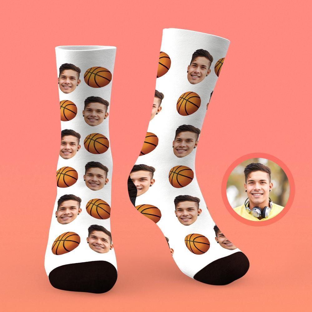 Chaussettes Personnalisées Avec Visage - Chaussettes Photo Personnalisées - Meilleure Idée Cadeau Pour Les Fans De Sport - Basketball - MaPhotocaleconFr