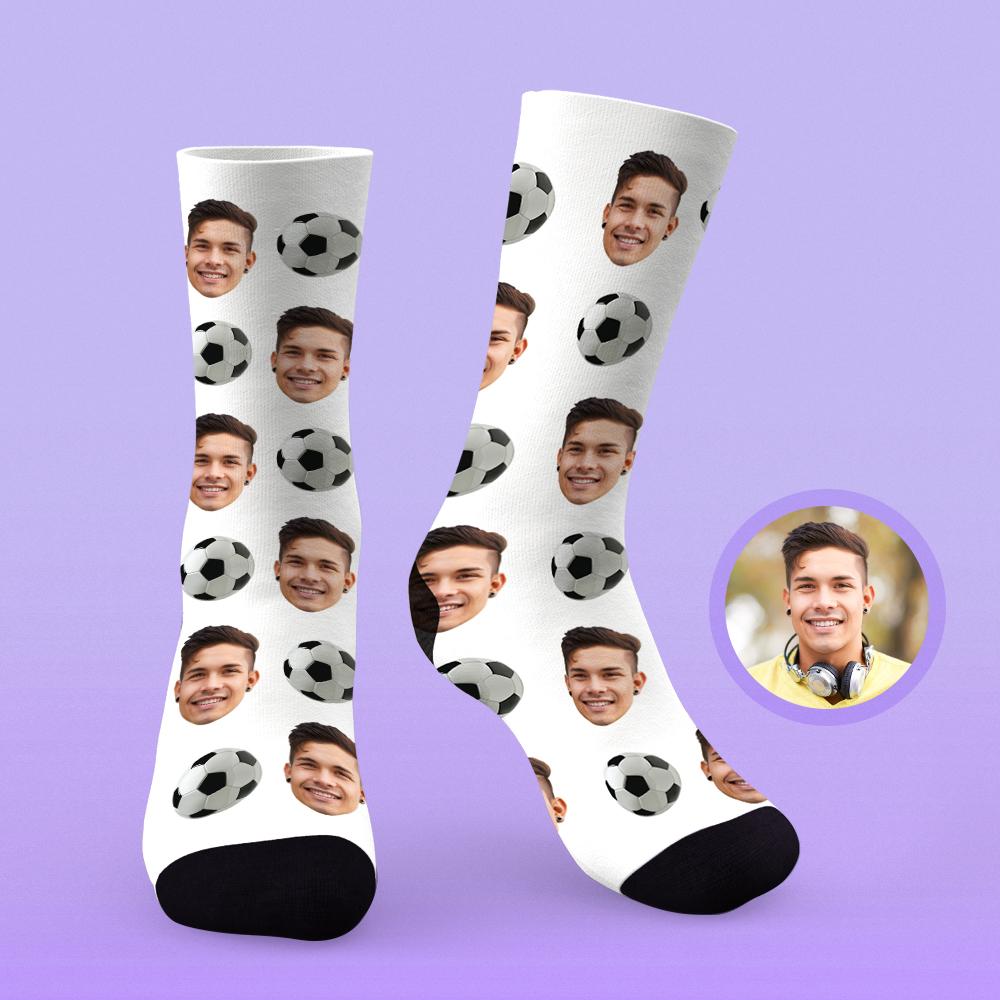 Visage Personnalisé Sur Les Chaussettes Chaussettes Photo Personnalisées Meilleure Idée De Cadeaux Pour Les Fans De Sport - Football - MaPhotocaleconFr
