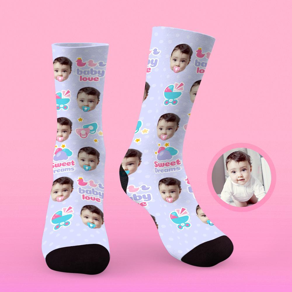 Visage Personnalisé Sur Les Chaussettes Chaussettes Photo Personnalisées Meilleure Idée De Cadeaux - Sweet Dream - MaPhotocaleconFr