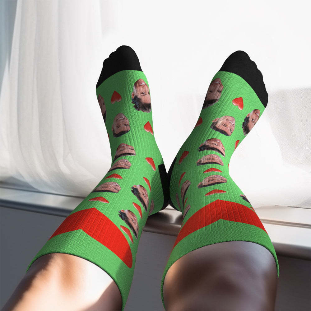 Mise À Niveau Pour La Fête Des Pères, Chaussettes De Compression Respirantes Et Personnalisées, Hauteur Des Genoux, Aperçu En Ligne, Ajouter Une Image Et Un Nom En Forme De Cœur - MaPhotocaleconFr