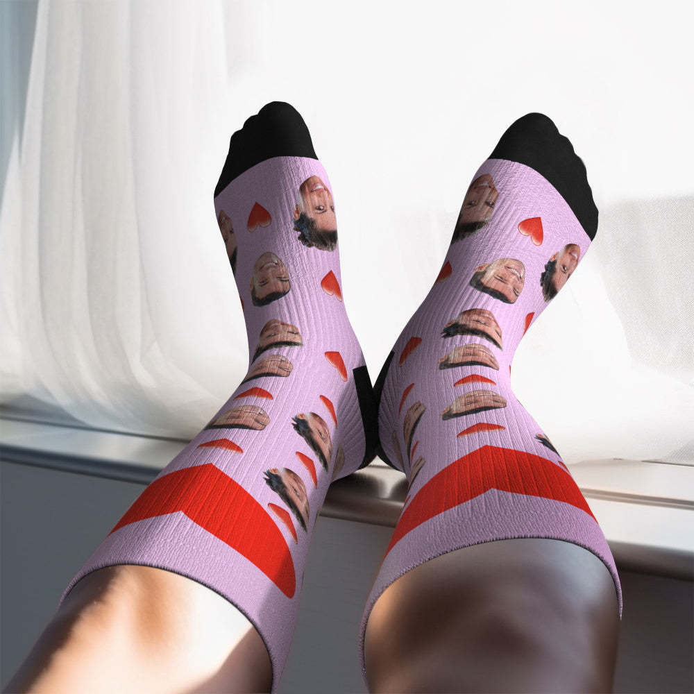 Mise À Niveau Pour La Fête Des Pères, Chaussettes De Compression Respirantes Et Personnalisées, Hauteur Des Genoux, Aperçu En Ligne, Ajouter Une Image Et Un Nom En Forme De Cœur - MaPhotocaleconFr