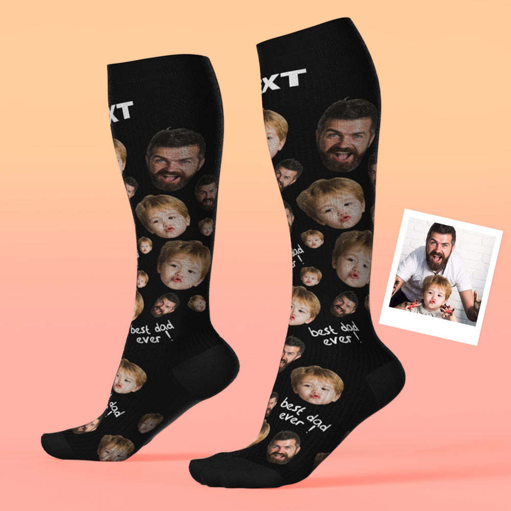 Mise À Niveau Pour La Fête Des Pères, Chaussettes De Compression Respirantes Et Personnalisées, Hauteur Des Genoux, Aperçu En Ligne, Ajouter Une Photo Et Un Nom, Love Dad - MaPhotocaleconFr
