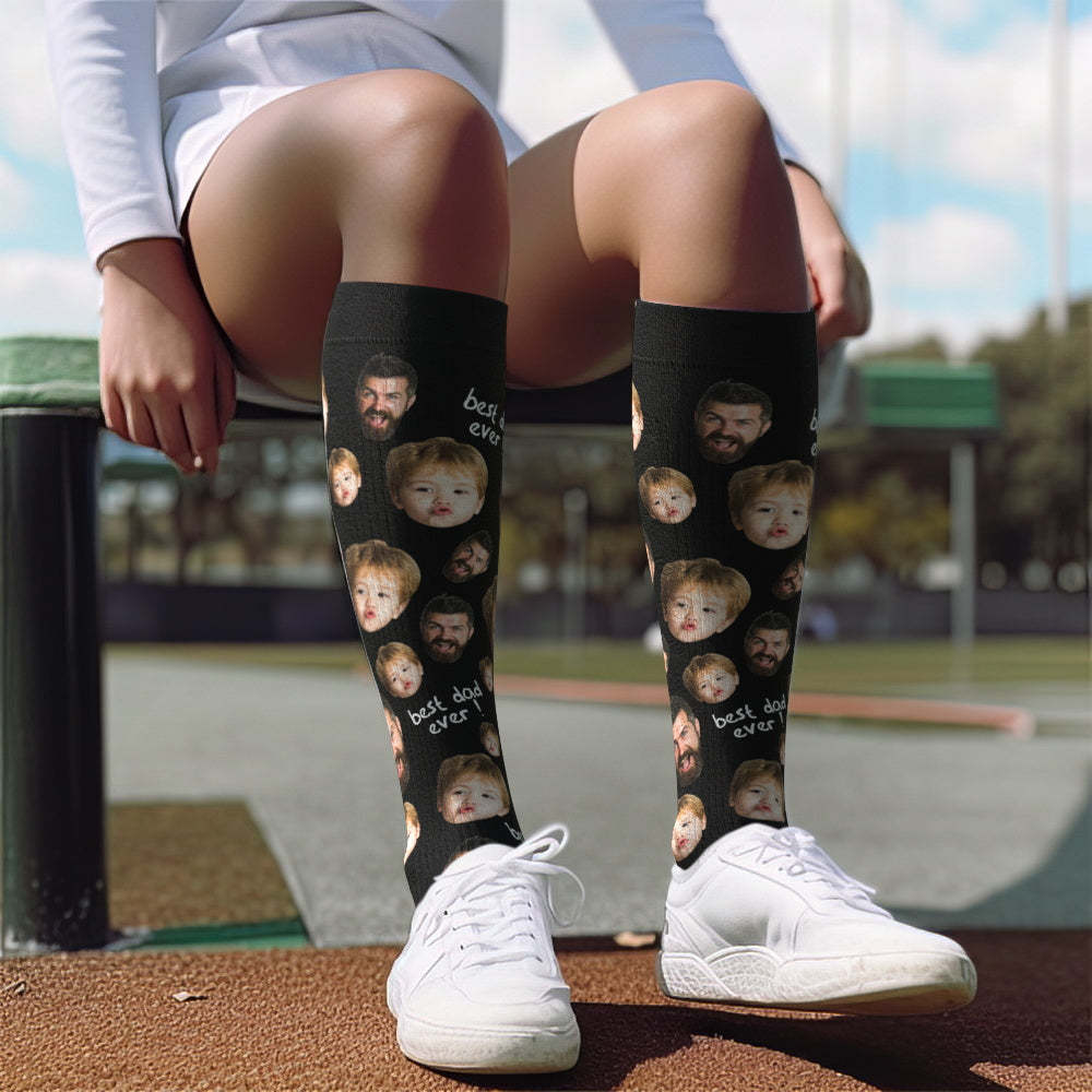 Mise À Niveau Pour La Fête Des Pères, Chaussettes De Compression Respirantes Et Personnalisées, Hauteur Des Genoux, Aperçu En Ligne, Ajouter Une Photo Et Un Nom, Love Dad - MaPhotocaleconFr