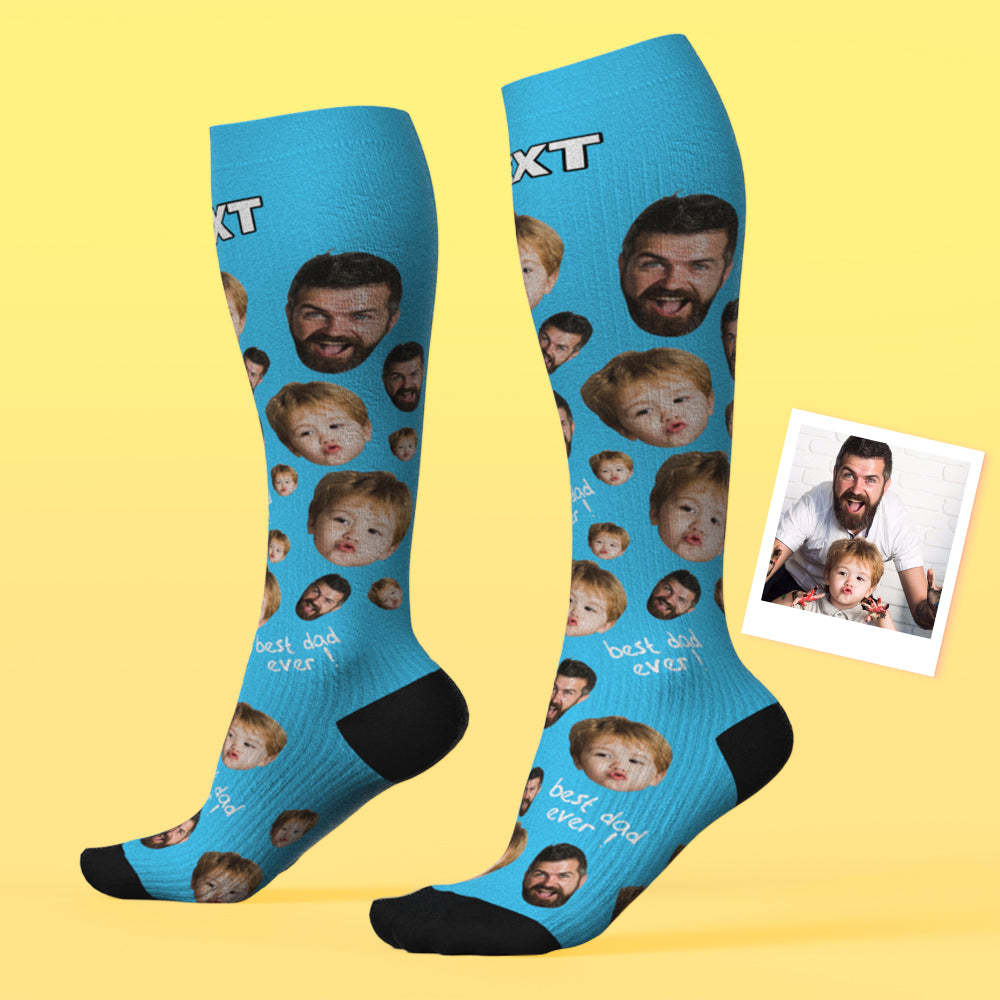 Mise À Niveau Pour La Fête Des Pères, Chaussettes De Compression Respirantes Et Personnalisées, Hauteur Des Genoux, Aperçu En Ligne, Ajouter Une Photo Et Un Nom, Love Dad - MaPhotocaleconFr