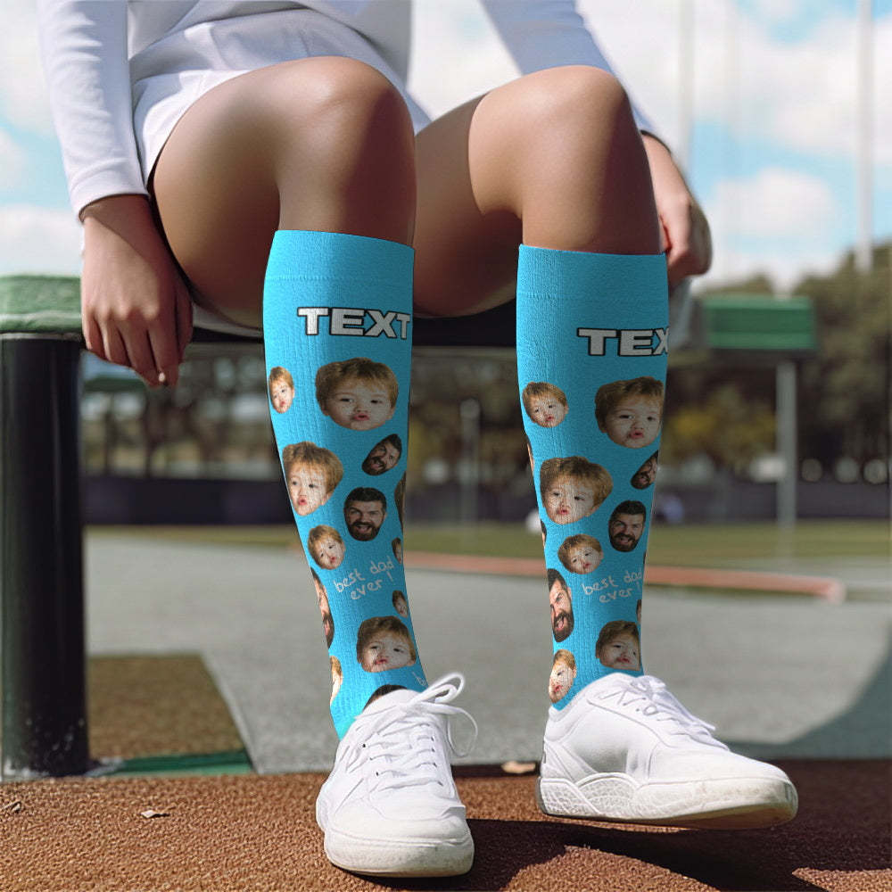 Mise À Niveau Pour La Fête Des Pères, Chaussettes De Compression Respirantes Et Personnalisées, Hauteur Des Genoux, Aperçu En Ligne, Ajouter Une Photo Et Un Nom, Love Dad - MaPhotocaleconFr