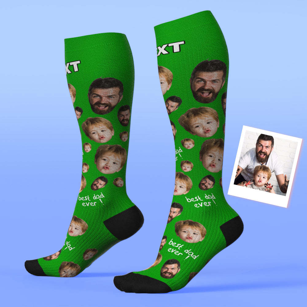 Mise À Niveau Pour La Fête Des Pères, Chaussettes De Compression Respirantes Et Personnalisées, Hauteur Des Genoux, Aperçu En Ligne, Ajouter Une Photo Et Un Nom, Love Dad - MaPhotocaleconFr