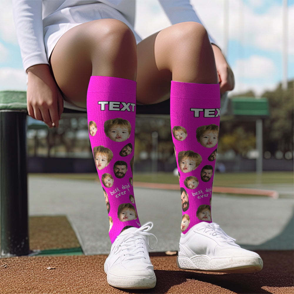 Mise À Niveau Pour La Fête Des Pères, Chaussettes De Compression Respirantes Et Personnalisées, Hauteur Des Genoux, Aperçu En Ligne, Ajouter Une Photo Et Un Nom, Love Dad - MaPhotocaleconFr