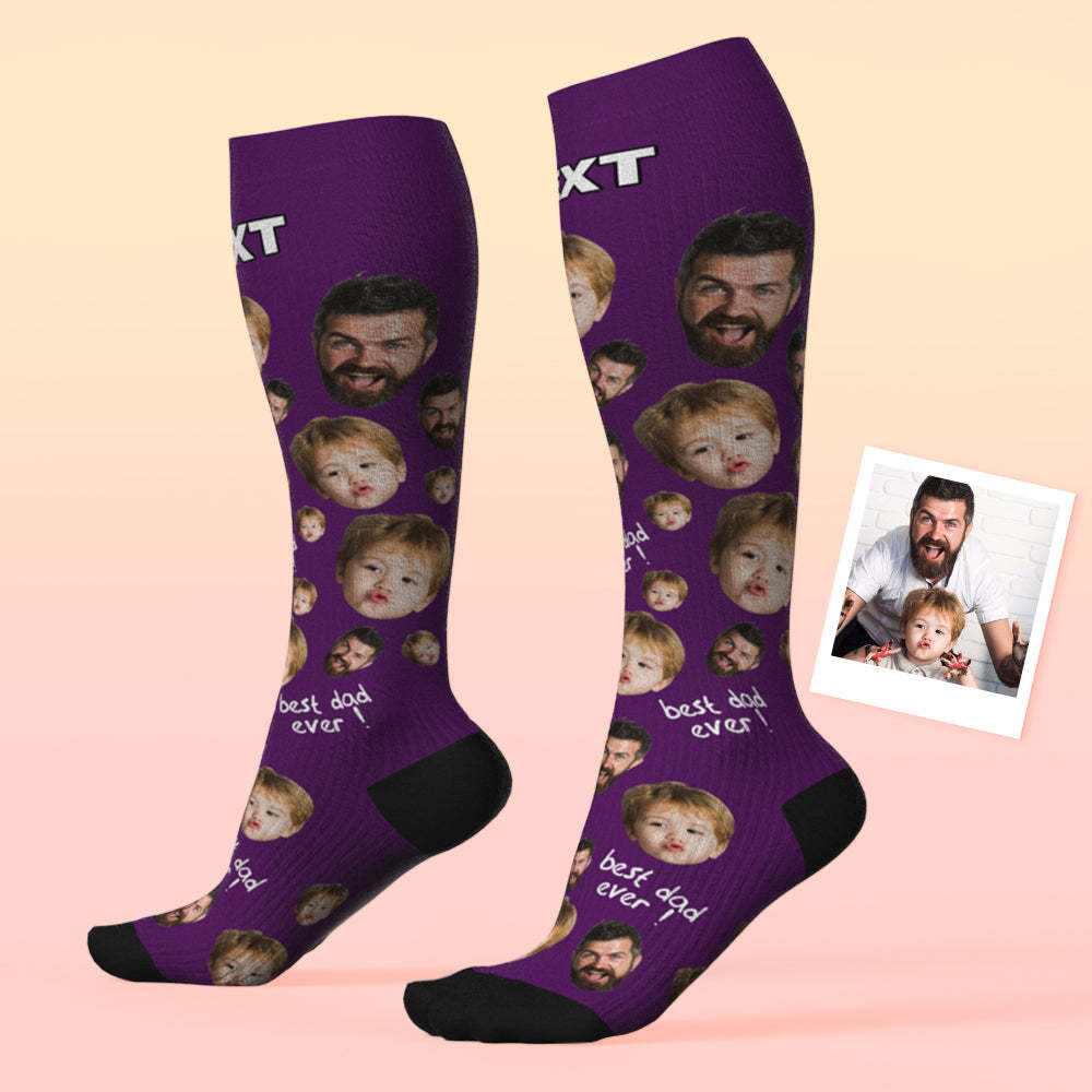 Mise À Niveau Pour La Fête Des Pères, Chaussettes De Compression Respirantes Et Personnalisées, Hauteur Des Genoux, Aperçu En Ligne, Ajouter Une Photo Et Un Nom, Love Dad - MaPhotocaleconFr