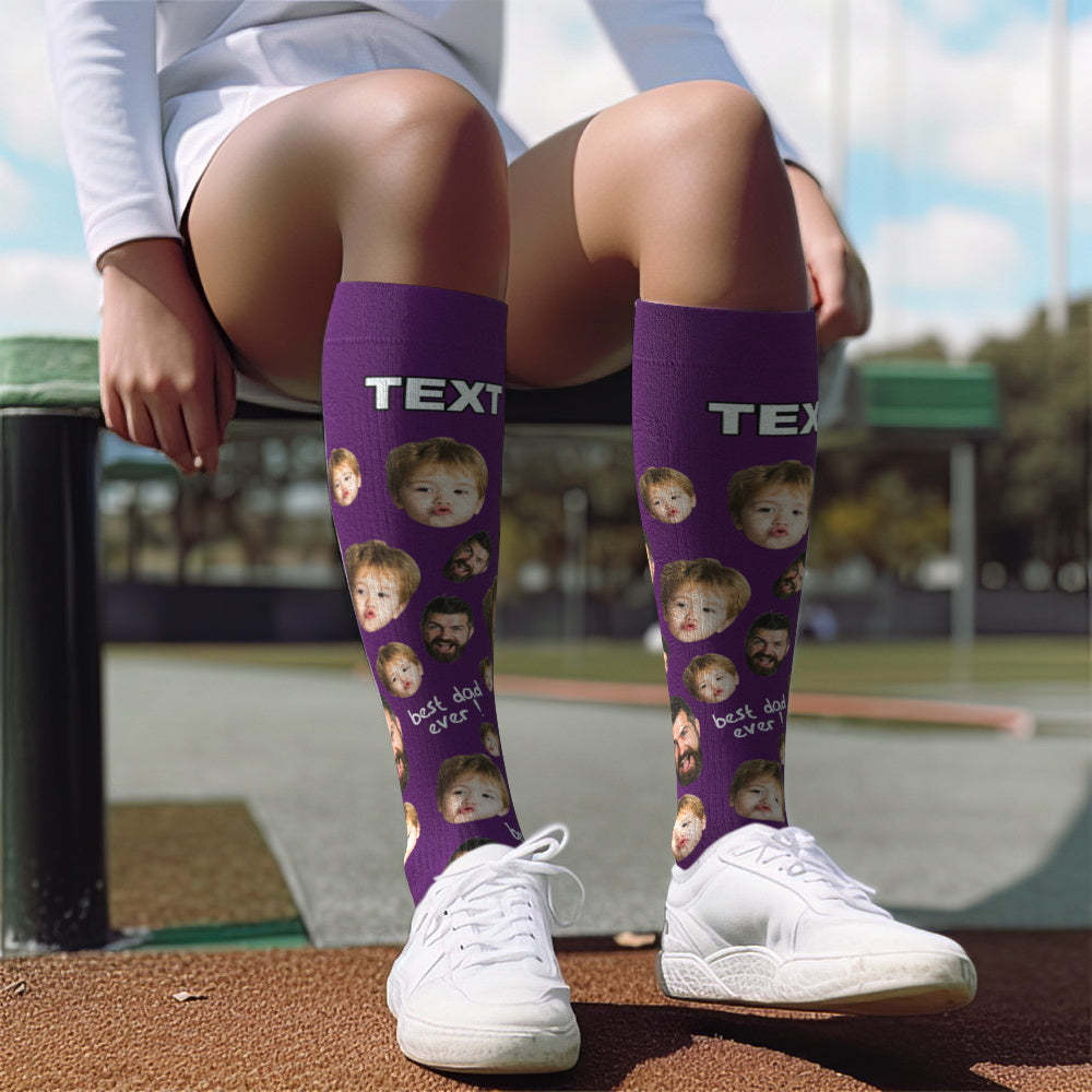Mise À Niveau Pour La Fête Des Pères, Chaussettes De Compression Respirantes Et Personnalisées, Hauteur Des Genoux, Aperçu En Ligne, Ajouter Une Photo Et Un Nom, Love Dad - MaPhotocaleconFr