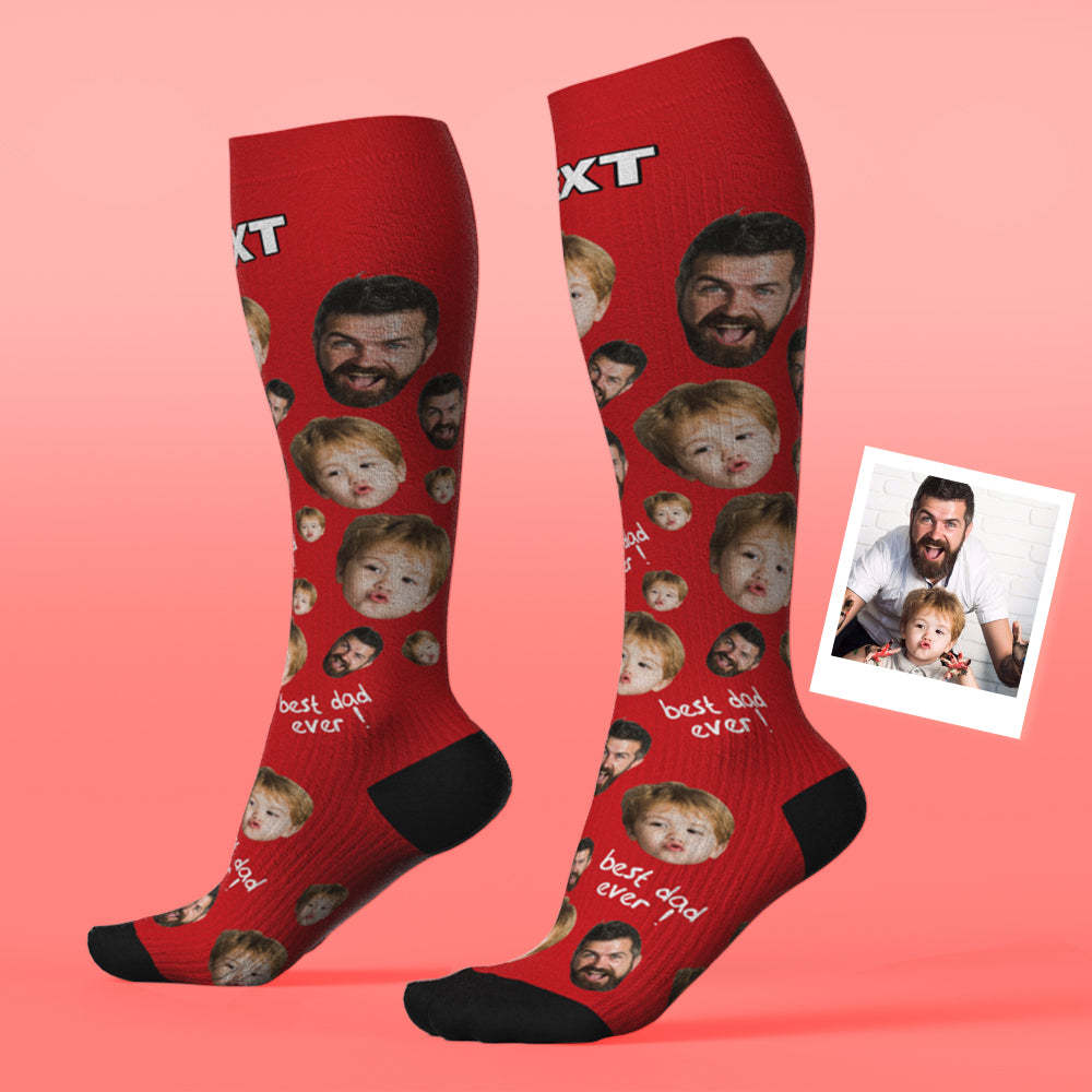 Mise À Niveau Pour La Fête Des Pères, Chaussettes De Compression Respirantes Et Personnalisées, Hauteur Des Genoux, Aperçu En Ligne, Ajouter Une Photo Et Un Nom, Love Dad - MaPhotocaleconFr