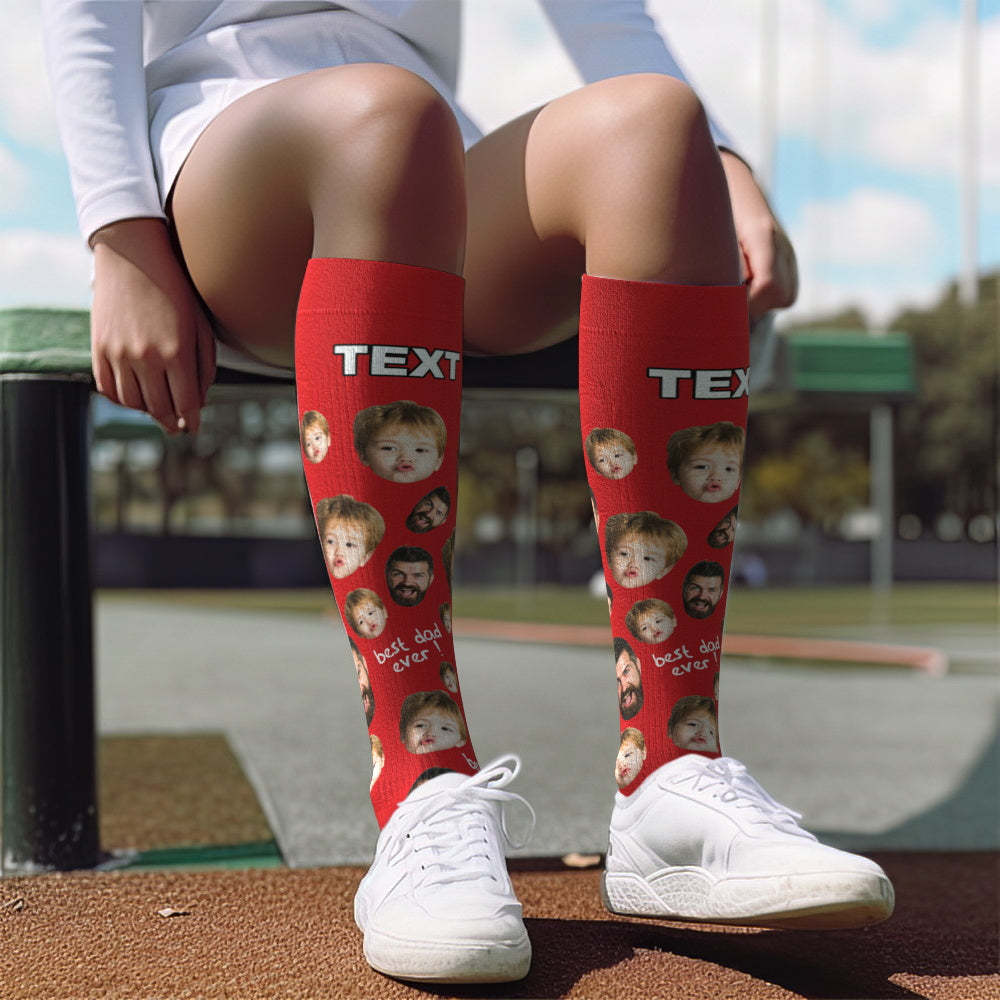 Mise À Niveau Pour La Fête Des Pères, Chaussettes De Compression Respirantes Et Personnalisées, Hauteur Des Genoux, Aperçu En Ligne, Ajouter Une Photo Et Un Nom, Love Dad - MaPhotocaleconFr