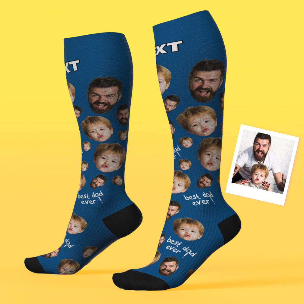Mise À Niveau Pour La Fête Des Pères, Chaussettes De Compression Respirantes Et Personnalisées, Hauteur Des Genoux, Aperçu En Ligne, Ajouter Une Photo Et Un Nom, Love Dad - MaPhotocaleconFr