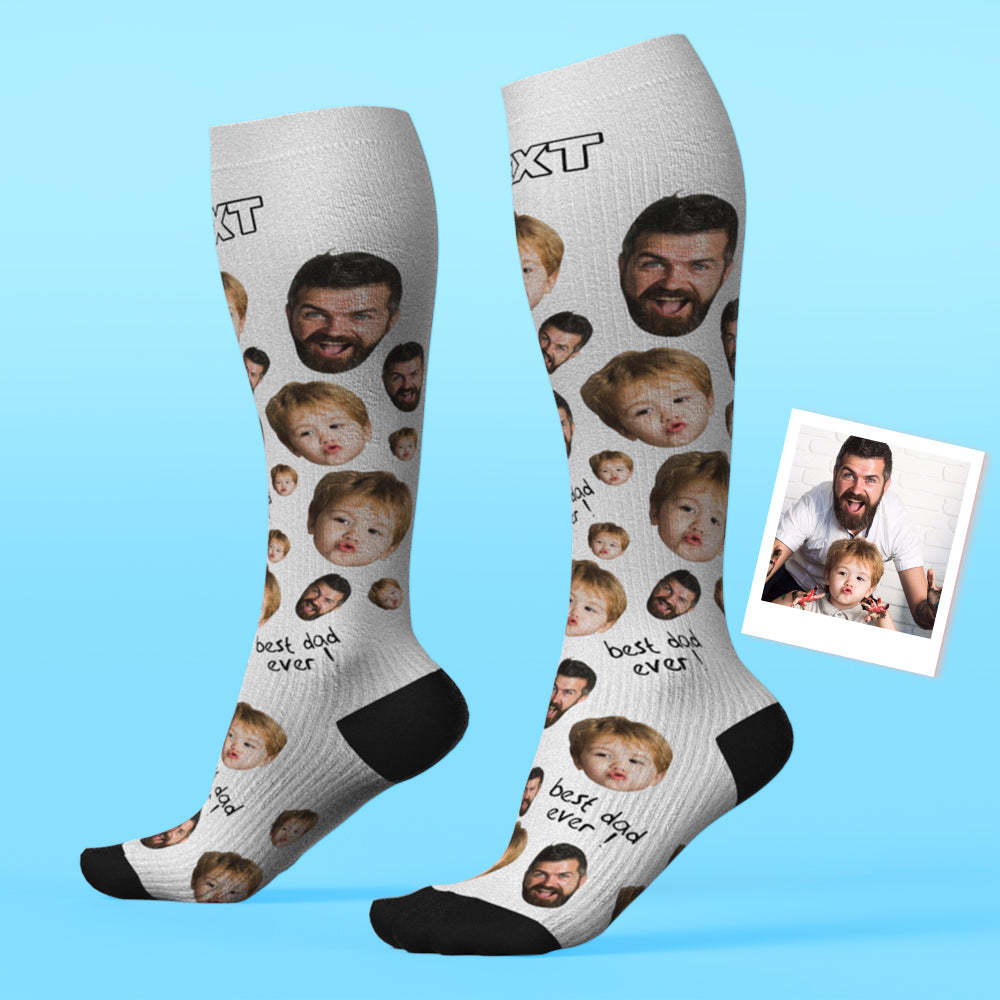 Mise À Niveau Pour La Fête Des Pères, Chaussettes De Compression Respirantes Et Personnalisées, Hauteur Des Genoux, Aperçu En Ligne, Ajouter Une Photo Et Un Nom, Love Dad - MaPhotocaleconFr