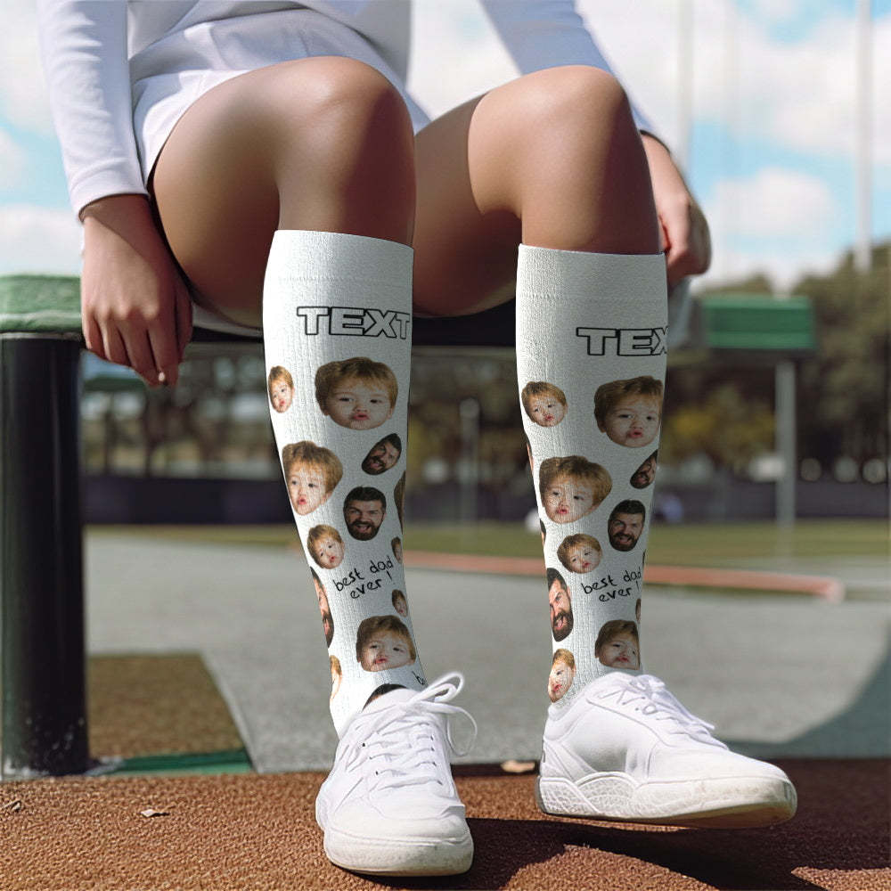 Mise À Niveau Pour La Fête Des Pères, Chaussettes De Compression Respirantes Et Personnalisées, Hauteur Des Genoux, Aperçu En Ligne, Ajouter Une Photo Et Un Nom, Love Dad - MaPhotocaleconFr