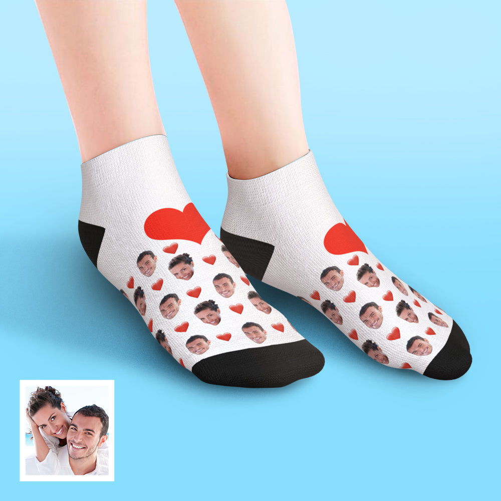Socquettes Basses Personnalisées Cœur - MaPhotocaleconFr