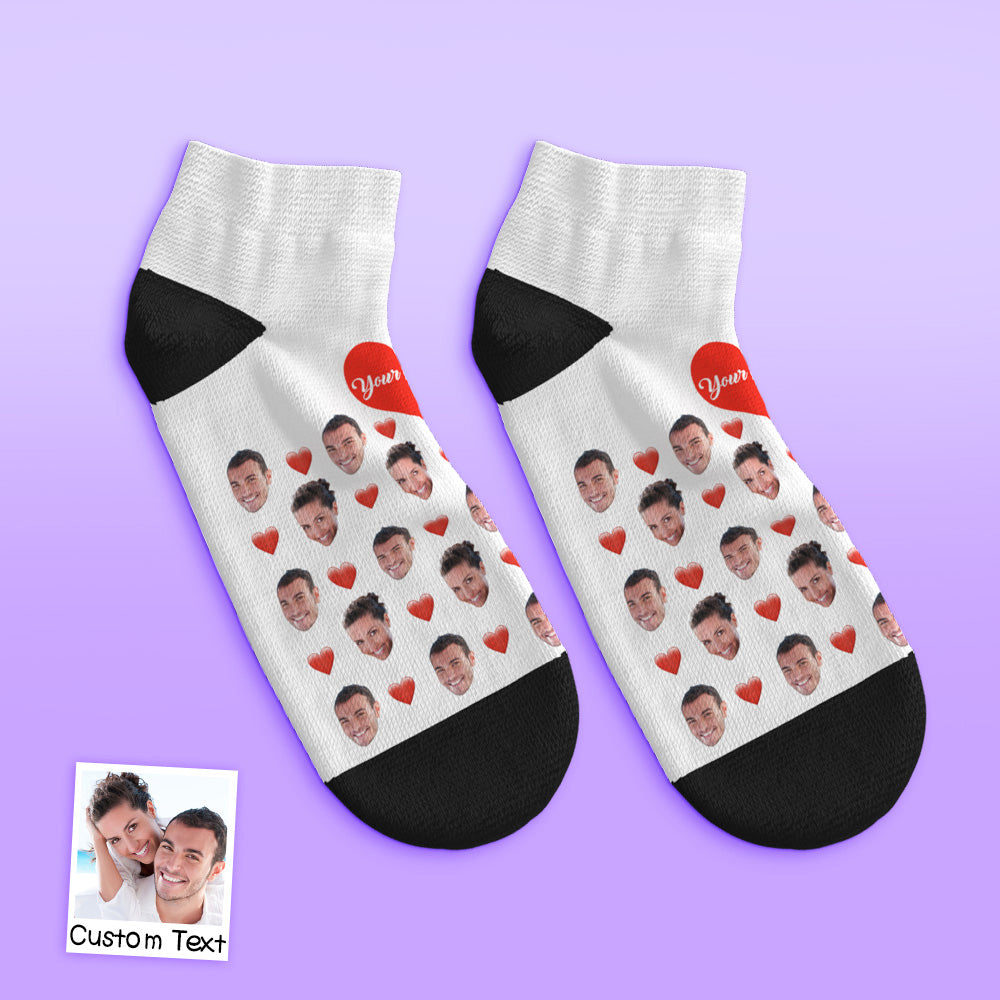 Socquettes Basses Personnalisées Cœur - MaPhotocaleconFr
