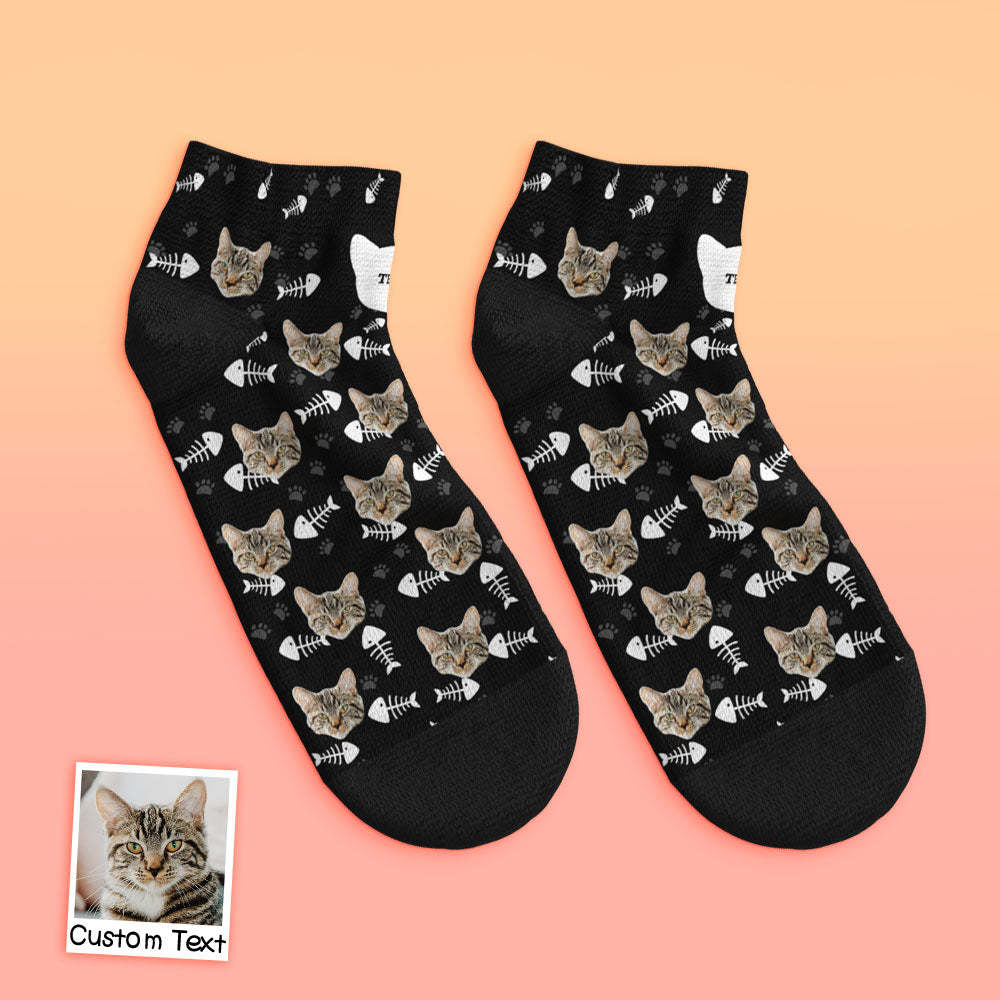 Chaussettes Personnalisées À Coupe Basse Pour Le Visage, Chat - MaPhotocaleconFr