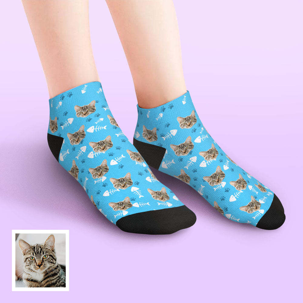 Chaussettes Personnalisées À Coupe Basse Pour Le Visage, Chat - MaPhotocaleconFr