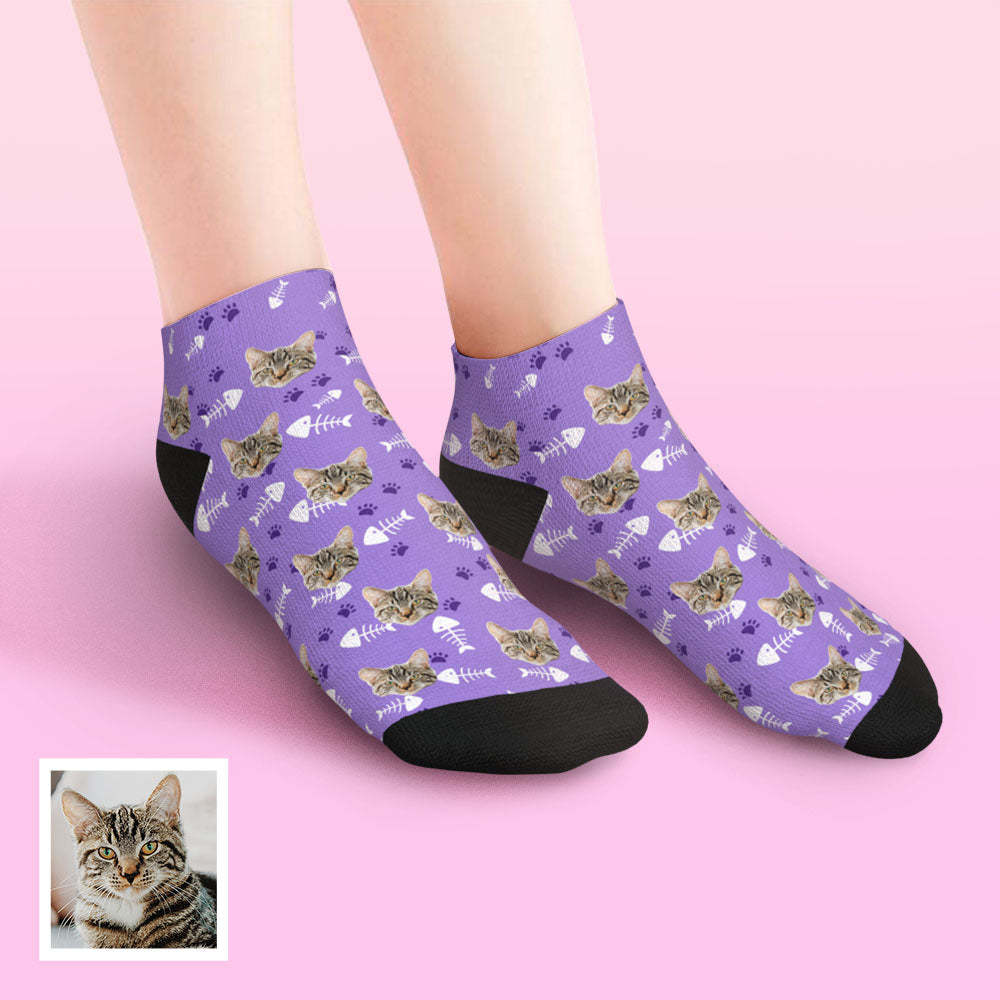 Chaussettes Personnalisées À Coupe Basse Pour Le Visage, Chat - MaPhotocaleconFr