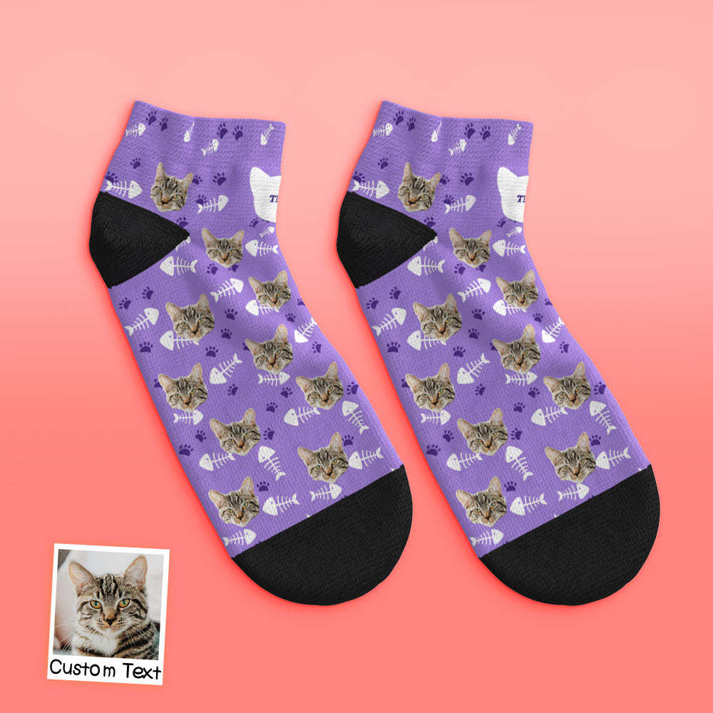 Chaussettes Personnalisées À Coupe Basse Pour Le Visage, Chat - MaPhotocaleconFr
